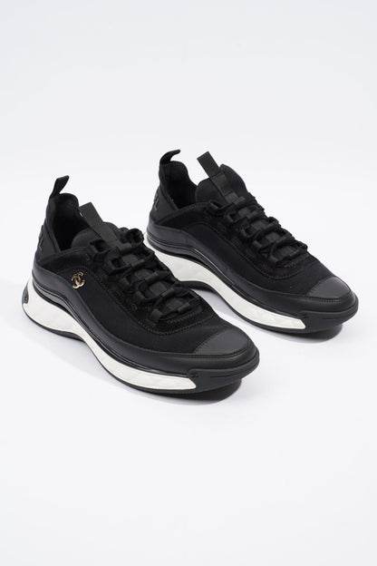 Chanel CC Logo Sneaker Black   White Nylon EU 41 UK 7