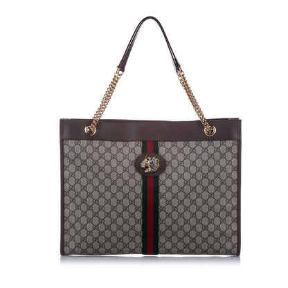 Gucci Large GG Supreme Rajah Tote Bag Brown and Beige GHW