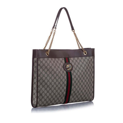 Gucci Large GG Supreme Rajah Tote Bag Brown and Beige GHW