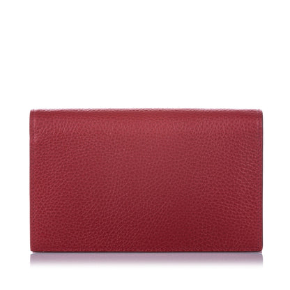 Gucci Interlocking G Leather Wallet on Chain Red