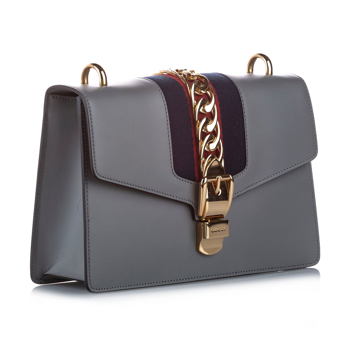 Gucci Sylvie Leather Shoulder Bag Gray