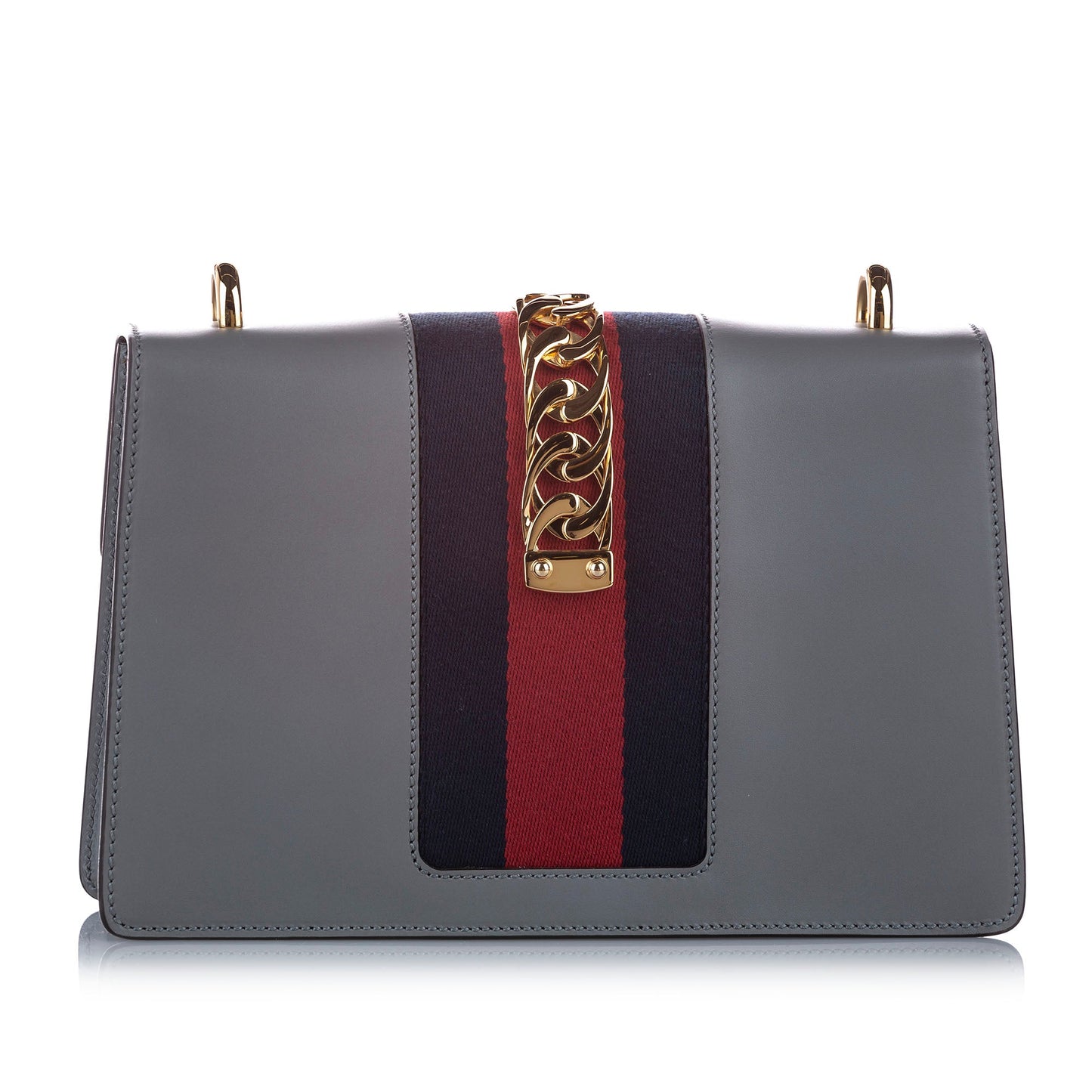 Gucci Sylvie Leather Shoulder Bag Gray