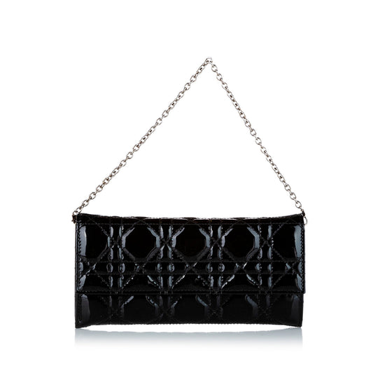 Dior Cannage Patent Leather Chain Flap Black