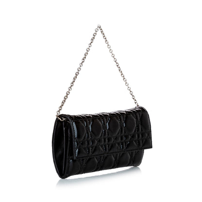 Dior Cannage Patent Leather Chain Flap Black