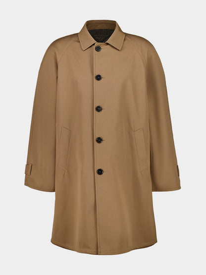 Brown and Beige Reversible Buttoned Coat