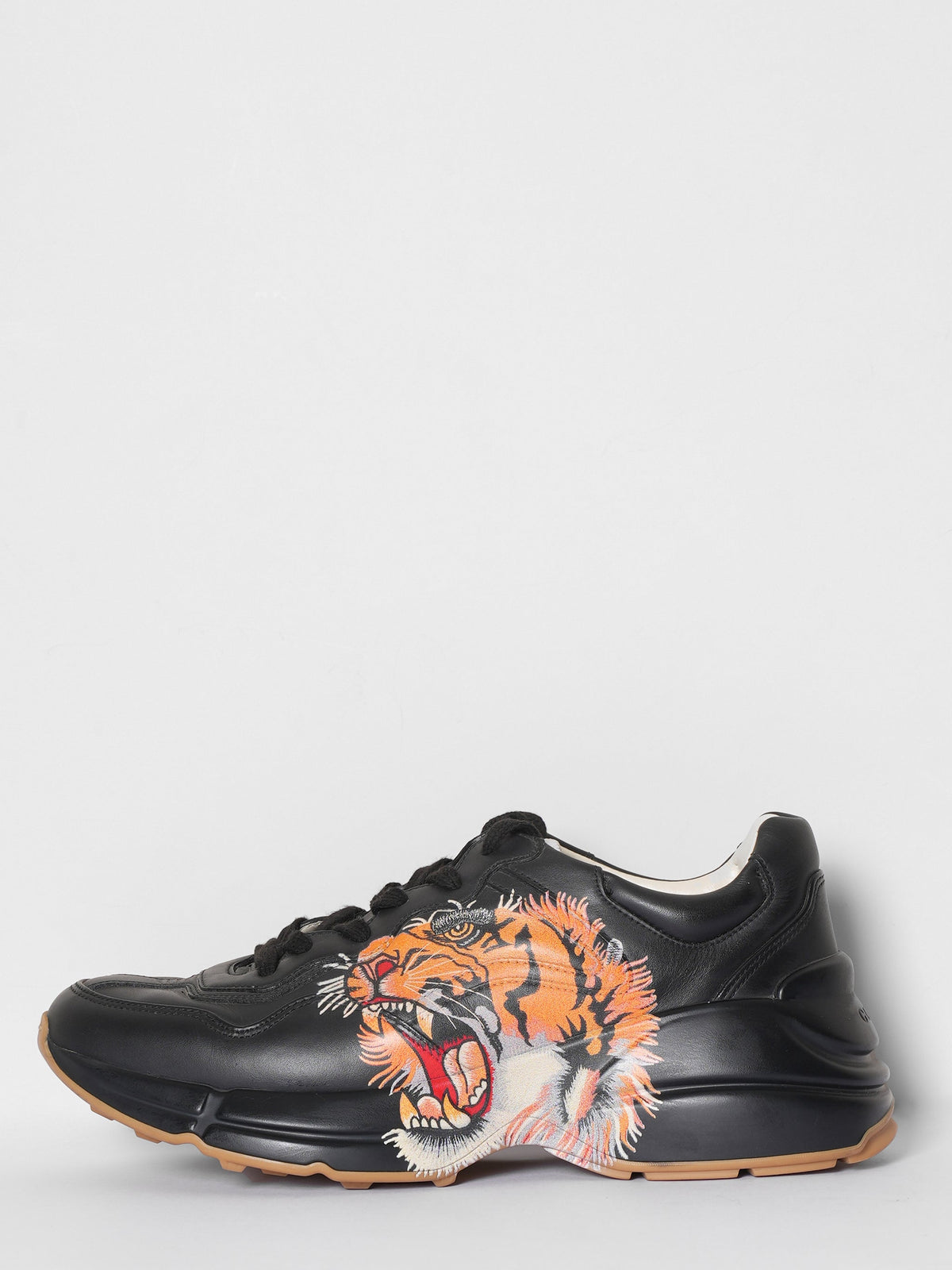 Gucci Black Leather Tiger Ryton Trainers