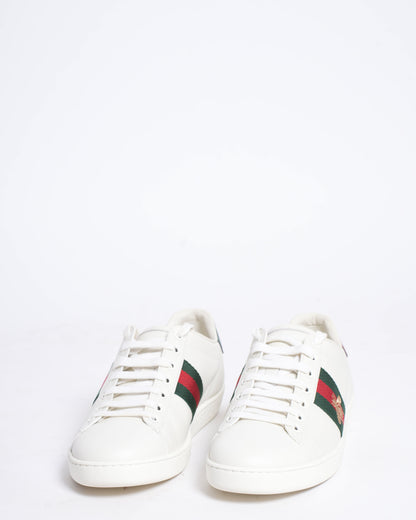 Gucci Ace White Leather Sneakers with Web Stripe