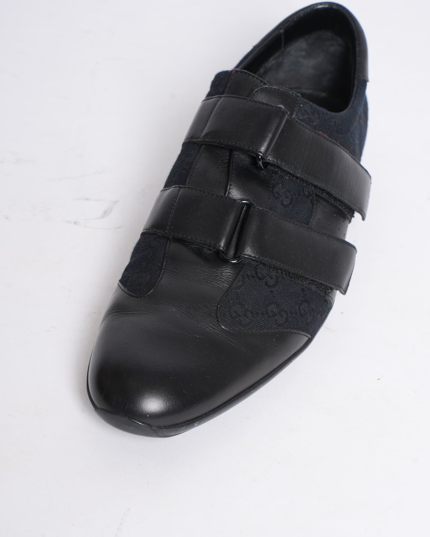 Gucci Guccissima black leather & canvas shoes