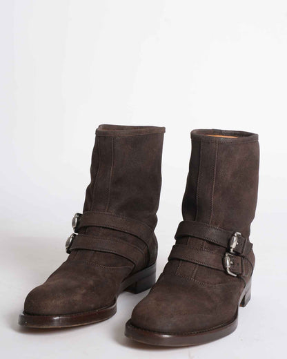 Gucci Brown Signature Buckle Boots