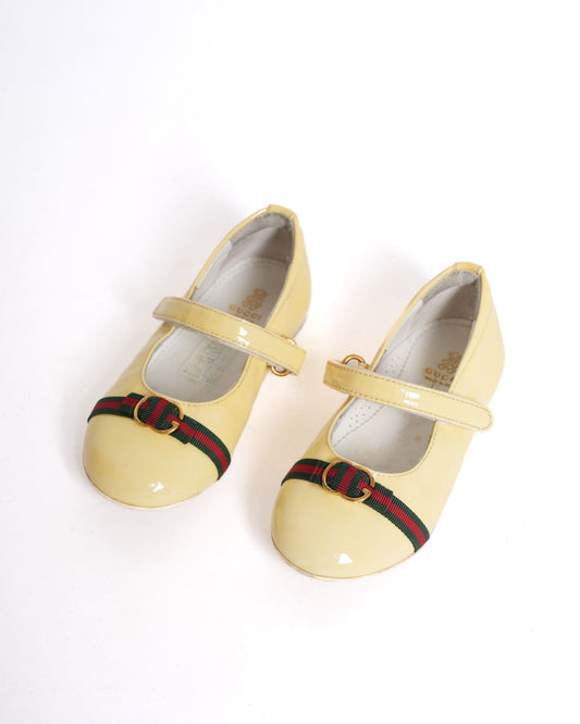 Gucci Kids Patent Leather Ballet Flats  Yellow
