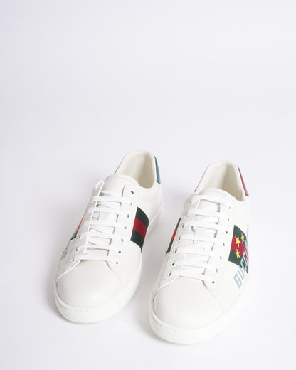 New Gucci white leather gucci band embroidery ace sneakers