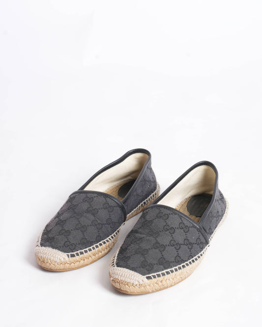 Gucci Black GG Canvas and Leather  espadrilles