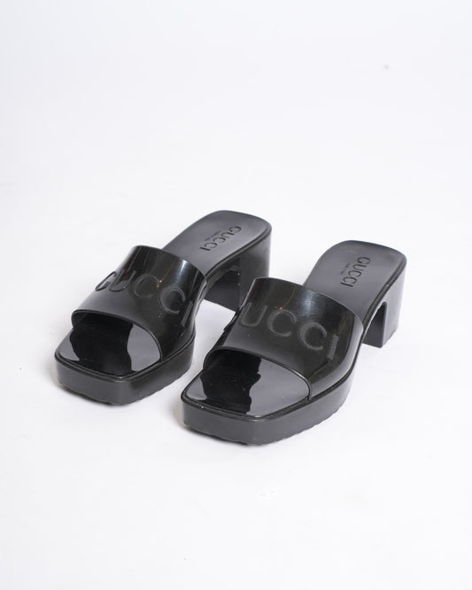 Gucci Black Block Heel Sandals