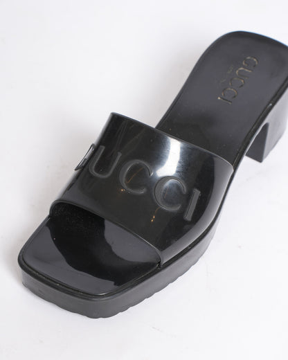 Gucci Black Block Heel Sandals