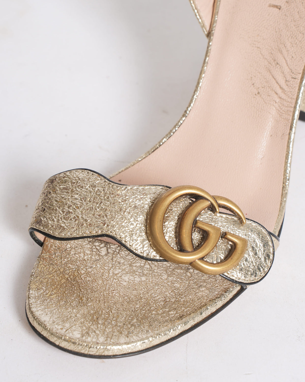 Gucci Gold-Tone Foil Finish Heels