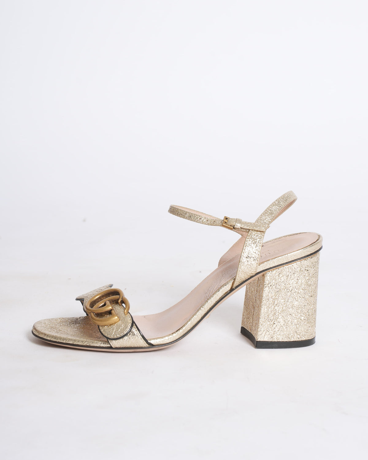 Gucci Gold-Tone Foil Finish Heels
