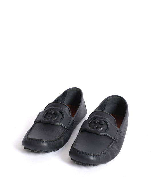 New Gucci  Leather GG Loafers in black