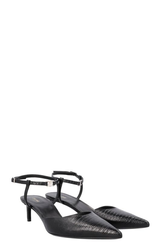 CELINE Triomphe Strap Heels Black