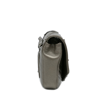 Silver Chanel Small Chevron Data Center Envelope Flap Bag