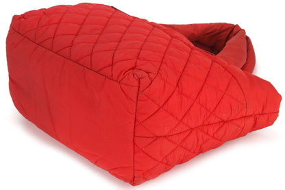 CHANEL COCO COCOON REVERSIBLE BAG (1359xxxx) RED & OLIVER GREEN COLOR NYLON, WITH , NO DUST COVER