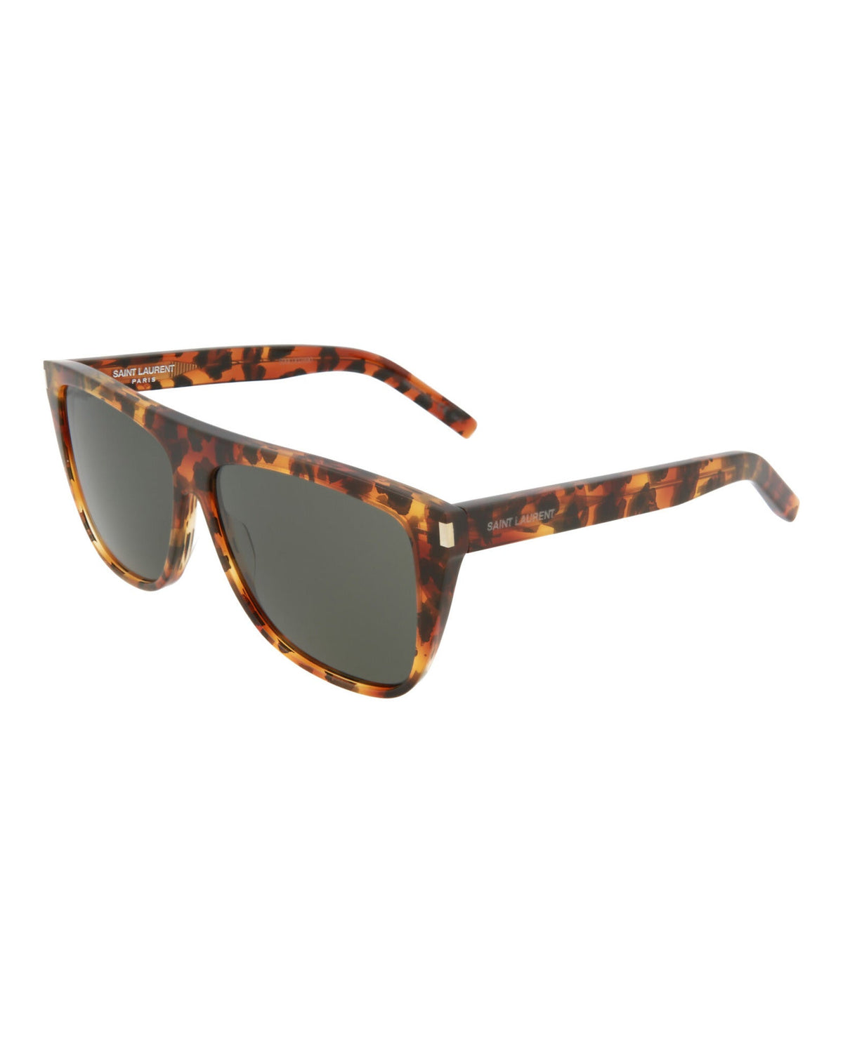 Saint Laurent Unisex Square/Rectangle Havana Havana Grey Fashion Designer Eyewear