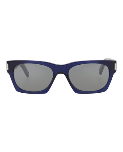 Saint Laurent Unisex Square/Rectangle Blue Blue Silver Fashion Designer Eyewear Blue Blue Silver