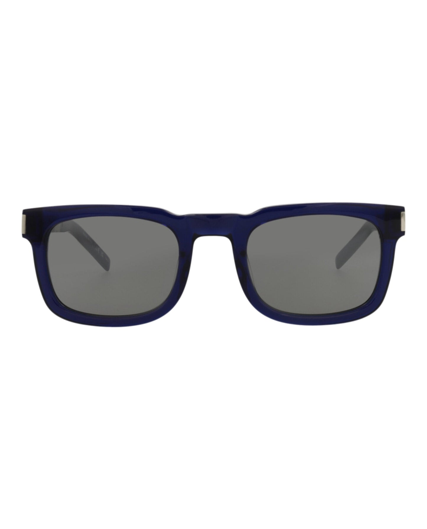 Saint Laurent Unisex Square/Rectangle Blue Silver Silver Fashion Designer Eyewear Blue Silver Silver