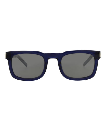 Saint Laurent Unisex Square/Rectangle Blue Silver Silver Fashion Designer Eyewear Blue Silver Silver