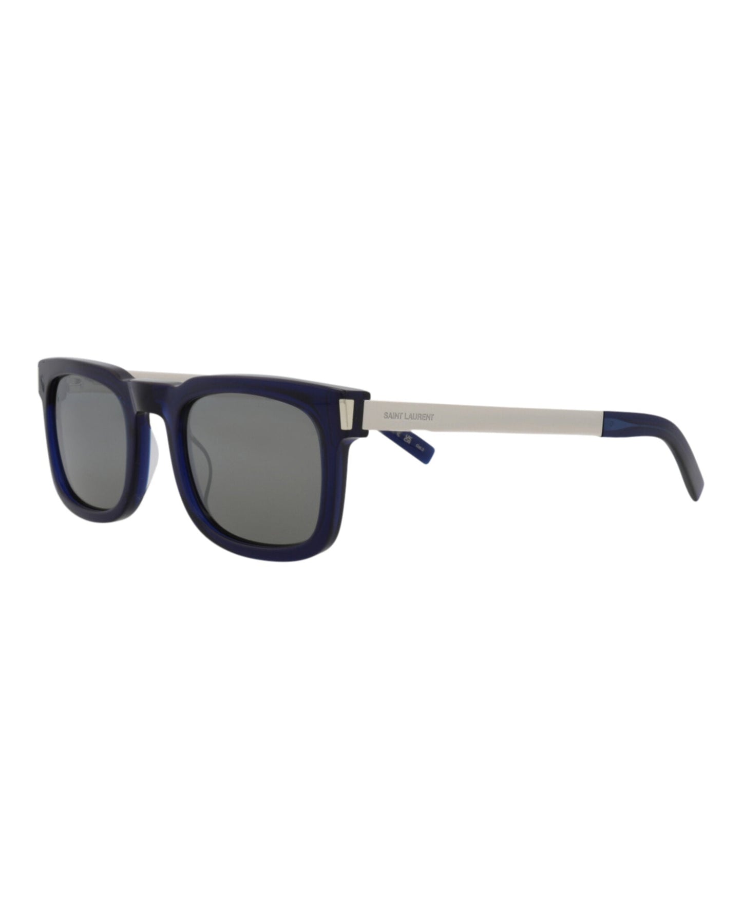 Saint Laurent Unisex Square/Rectangle Blue Silver Silver Fashion Designer Eyewear