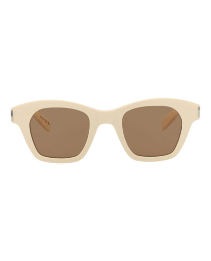 Saint Laurent Unisex Square/Rectangle Ivory Ivory Brown Fashion Designer Eyewear Ivory Ivory Brown