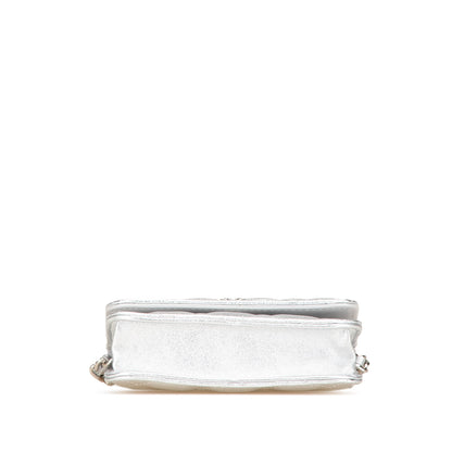 Silver Chanel Metallic Lambskin Crystal Star Chain Belt Bag
