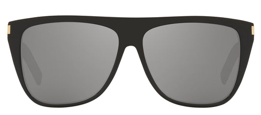 Saint Laurent SL 1 001 Rectangle Plastic Black Sunglasses with Grey Mirror Lens