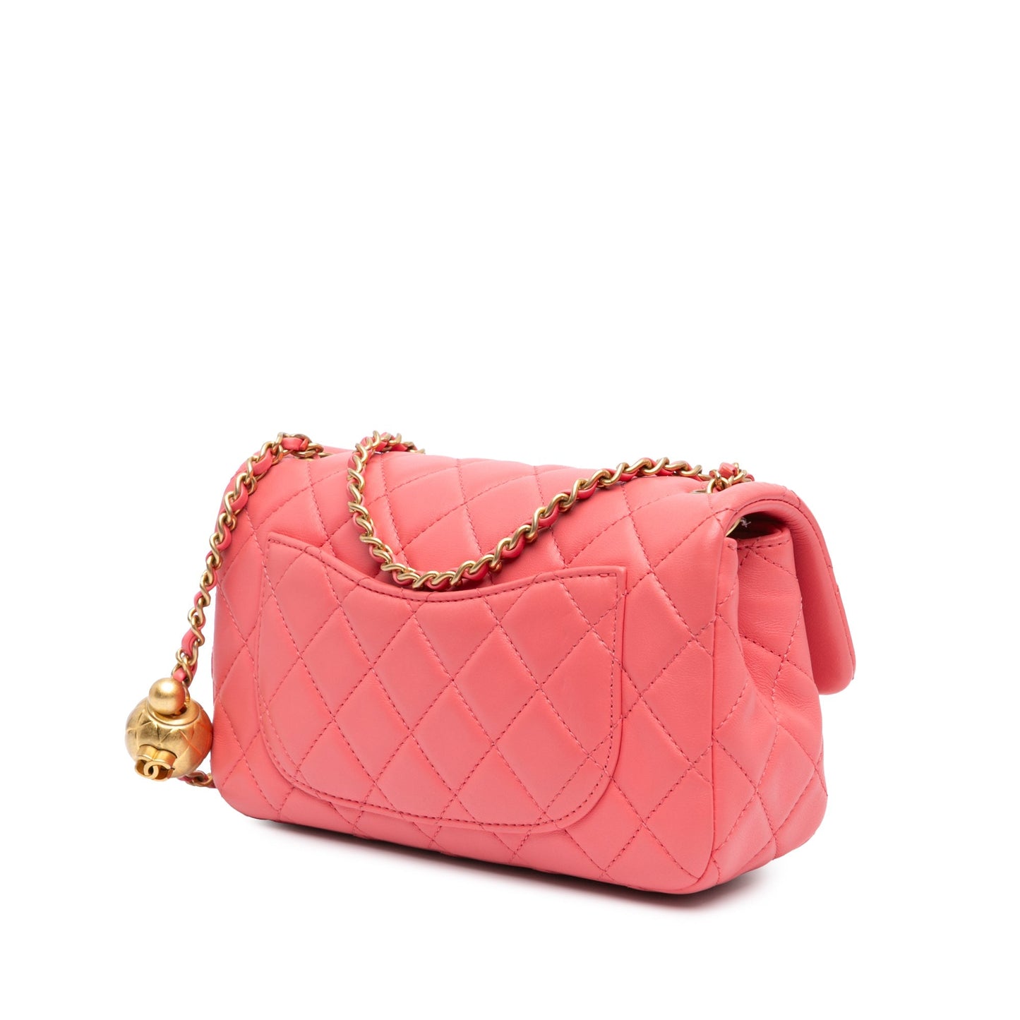 Pink Chanel Mini Rectangular Lambskin Pearl Crush Flap Crossbody Bag