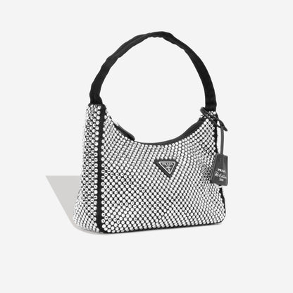 Satin Mini Bag with Crystals