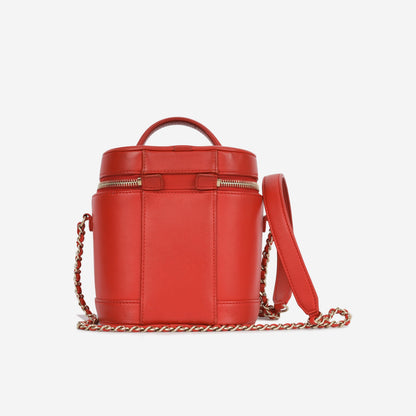 Chanel CC Timeless Vanity Case - Red Lambskin | Champagne Gold
