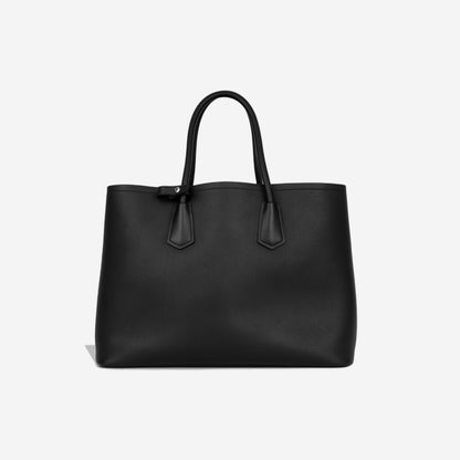 Large Double Tote - Black Matte Calfskin