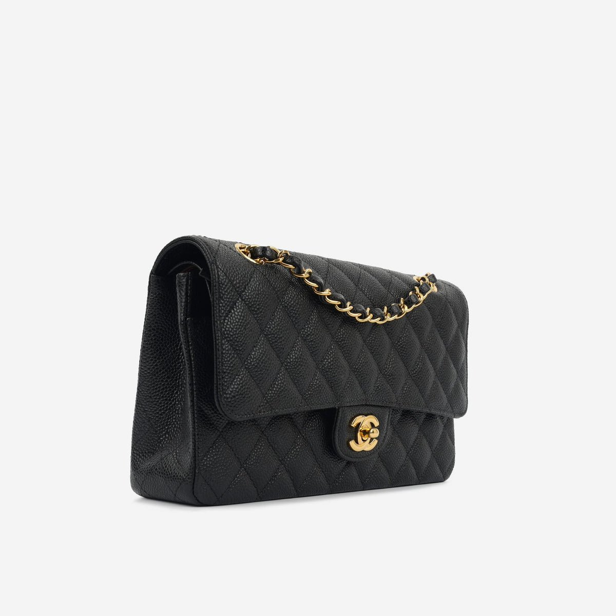 Chanel - Medium Classic Flap - Black Quilted Caviar GHW -