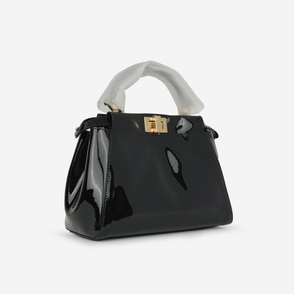 Fendi Mini Peekaboo Black Patent Leather GHW (NWT)