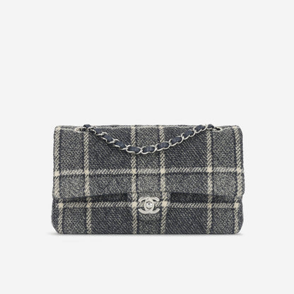 Chanel Chanel - Medium Classic Flap - Navy Tartan Tweed SHW - 2022 -