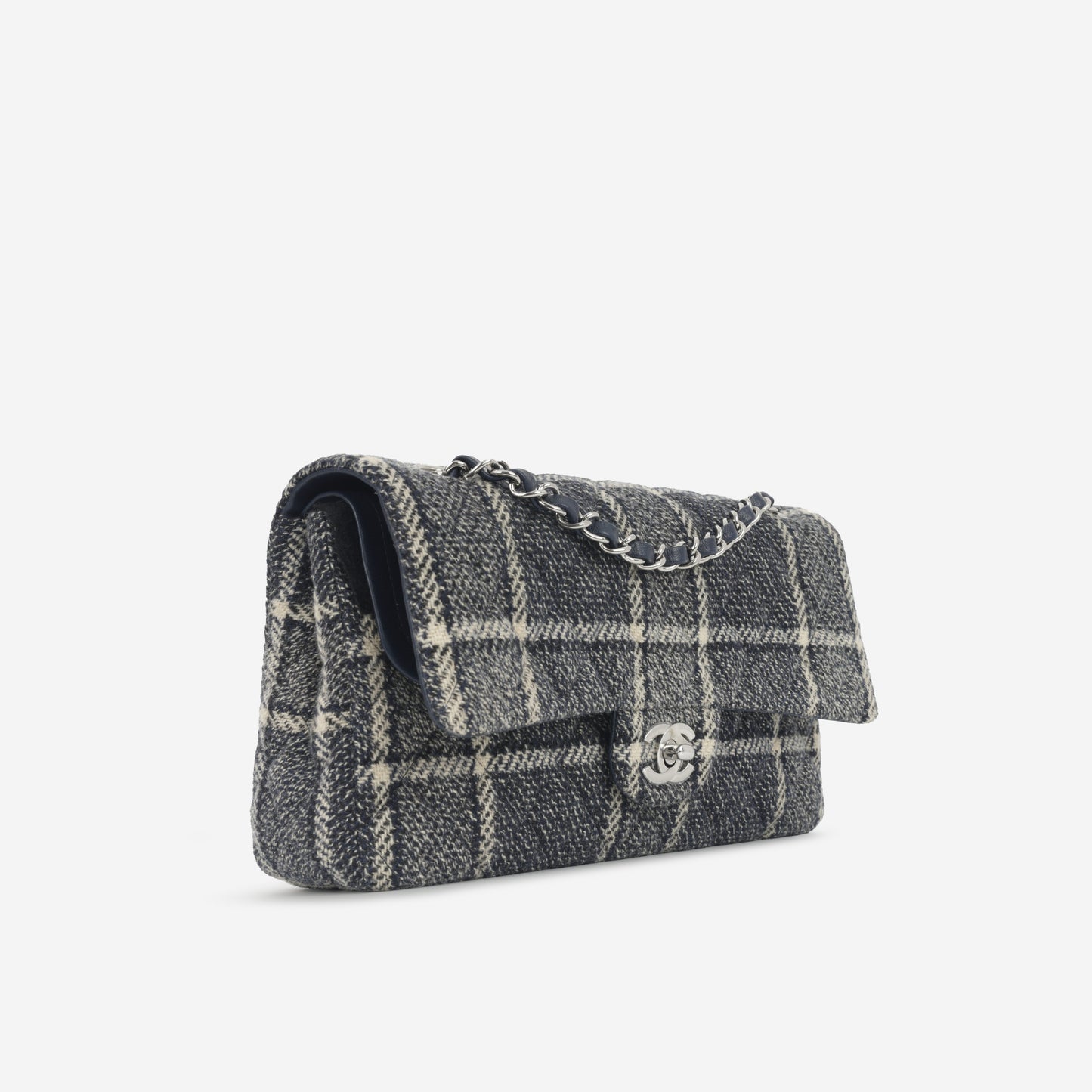 Chanel Chanel - Medium Classic Flap - Navy Tartan Tweed SHW - 2022 -