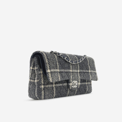 Chanel Chanel - Medium Classic Flap - Navy Tartan Tweed SHW - 2022 -