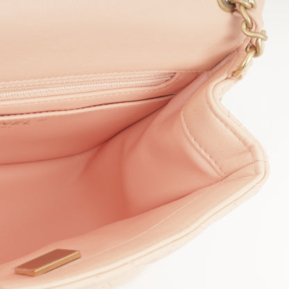 Chanel Chanel - Mini Square Pearl Crush - Peach Lambskin AGHW - Pristine Condition