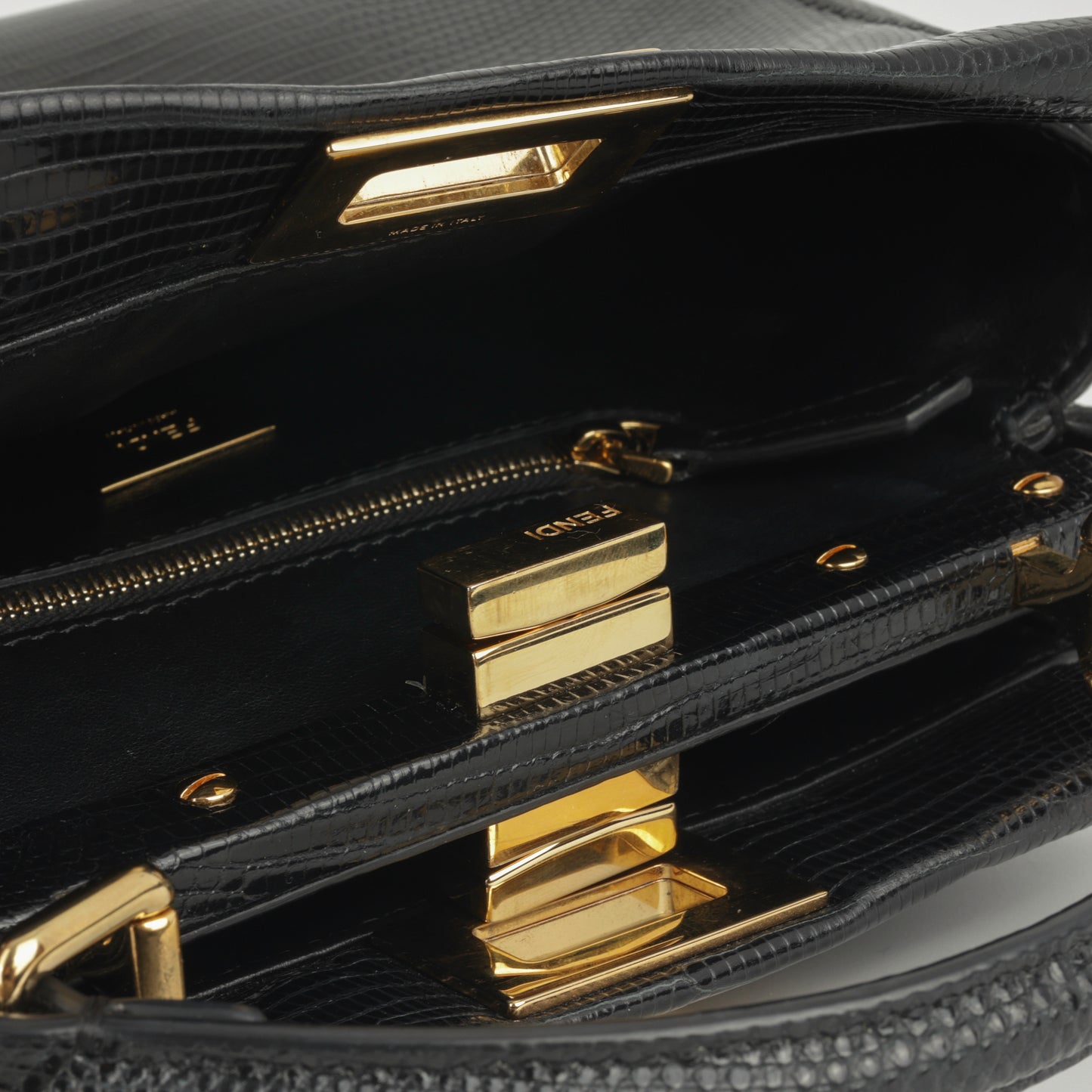 Fendi Fendi - Mini Peekaboo - Black Lizard GHW -