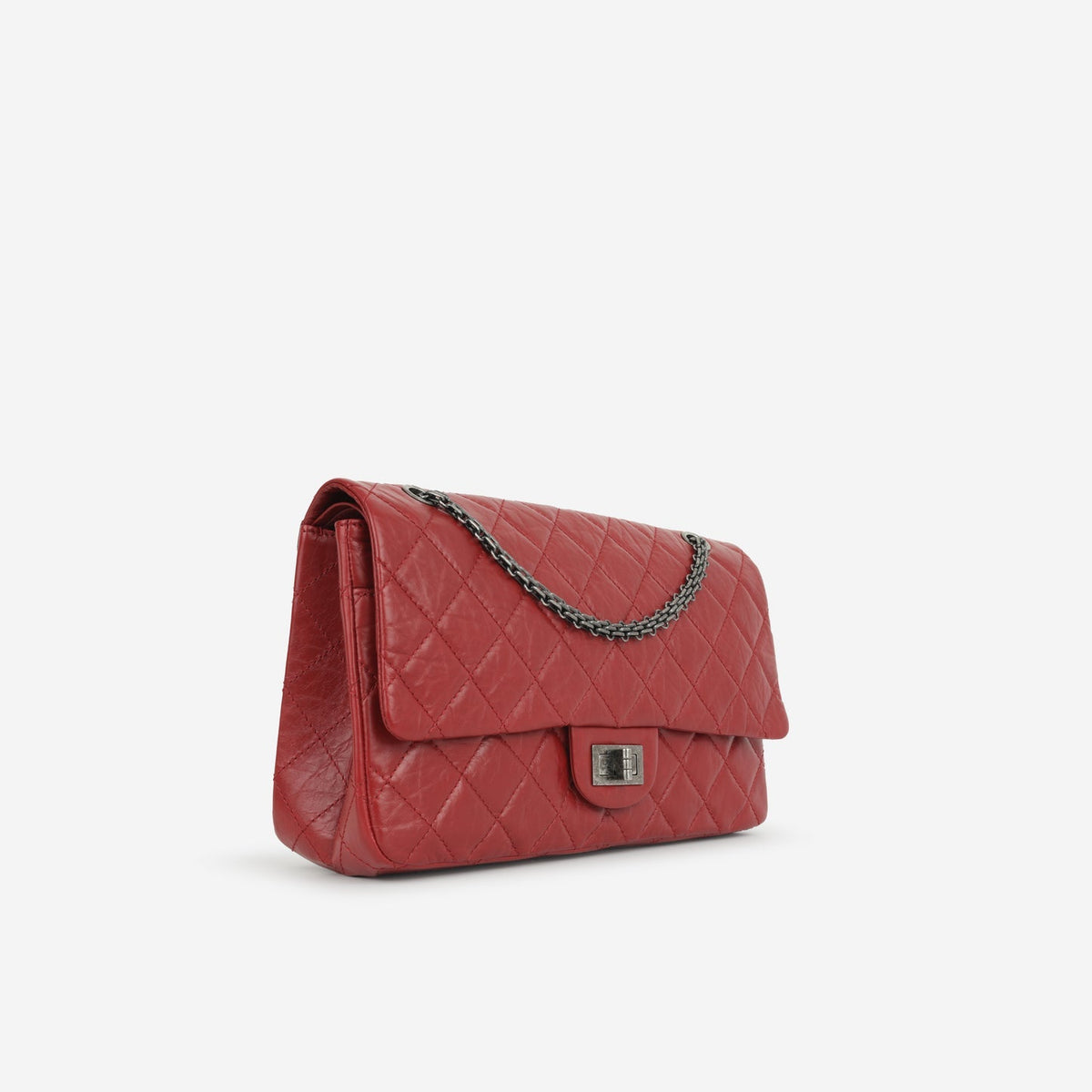 Chanel - Maxi 2.55 Handbag - Red Quilted Aged Calfskin RHW - 2012 -