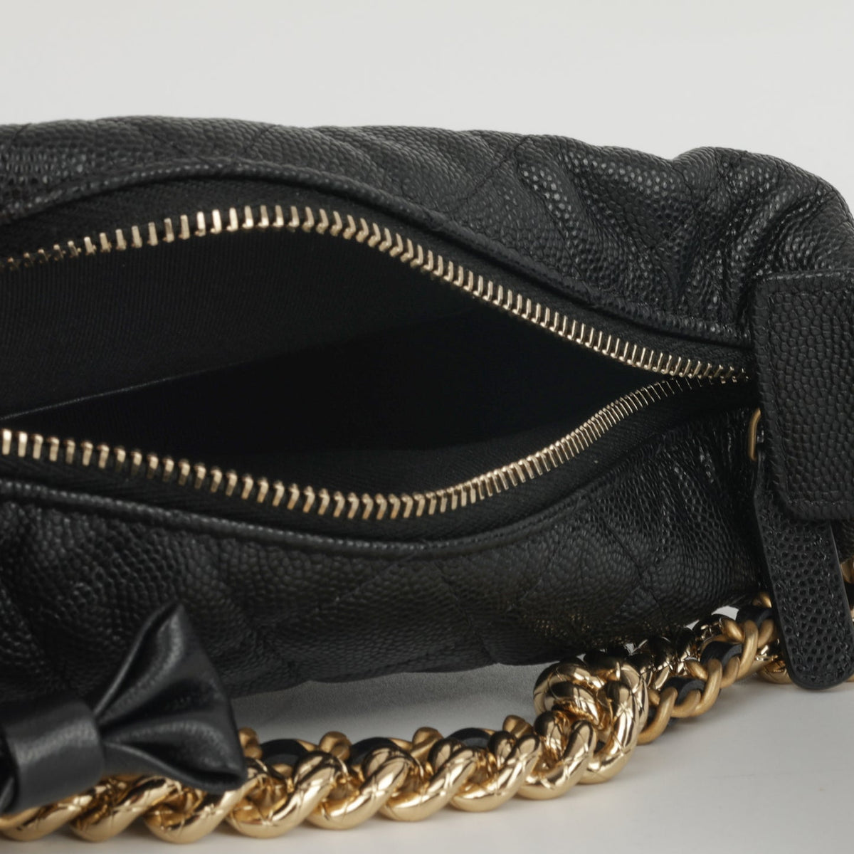Chanel - Mini Bow Hobo Pouch - Black Caviar GHW -