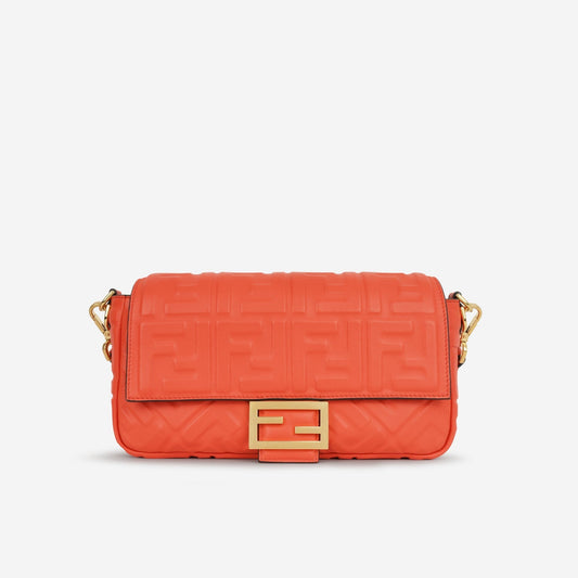 Fendi - Medium Baguette - Coral Zucca Nappa GHW -