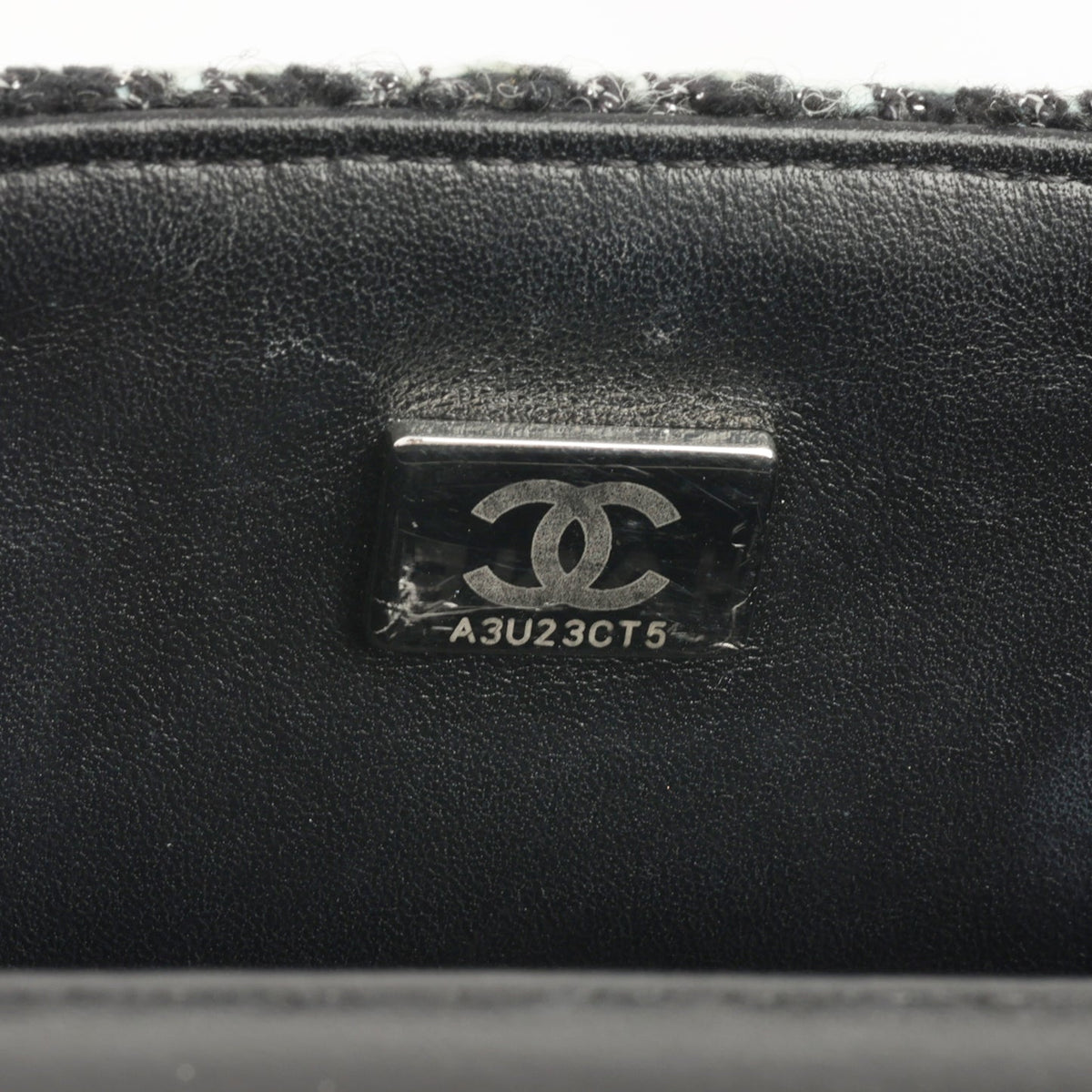 Chanel - Classic Flap Bag - Mini Rectangular - Mixed Black / Light Blue Tweed SHW -
