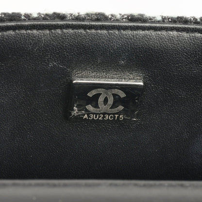 Chanel - Classic Flap Bag - Mini Rectangular - Mixed Black / Light Blue Tweed SHW -