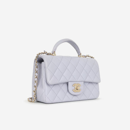 Chanel - Mini Rectangular Plaque Top Handle - Lilac Lambskin CGHW -