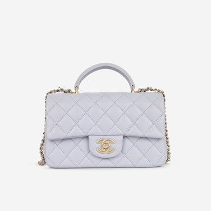 Chanel - Mini Rectangular Plaque Top Handle - Lilac Lambskin CGHW -